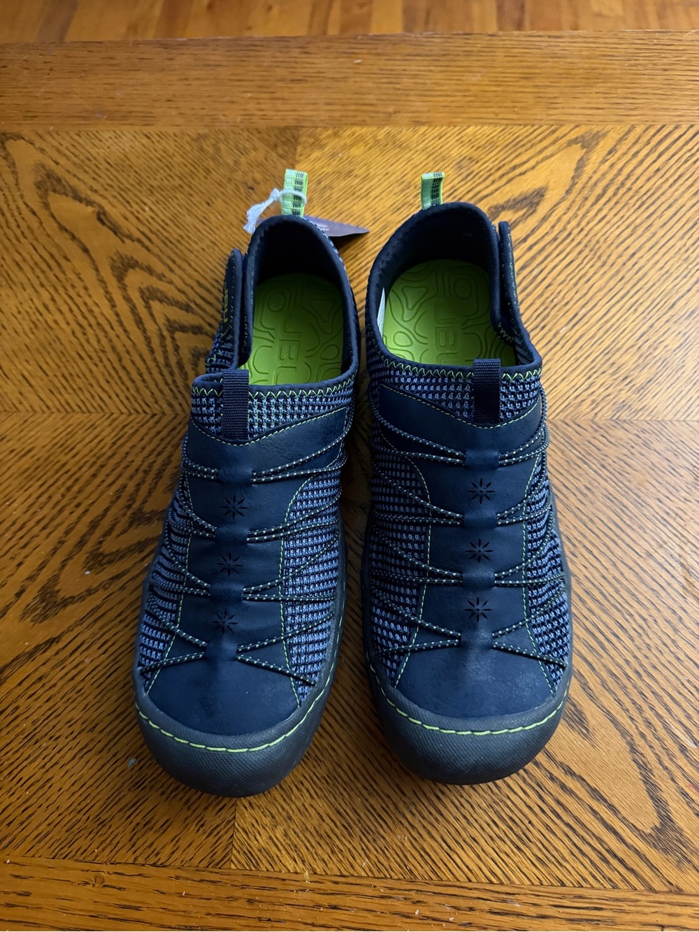 JBU Navy and Lime Green Men's Casual Slip-On Sandals